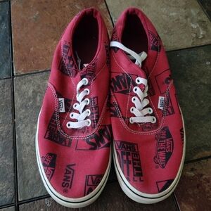 Men's Red Graphic Print Vans Size 9.5